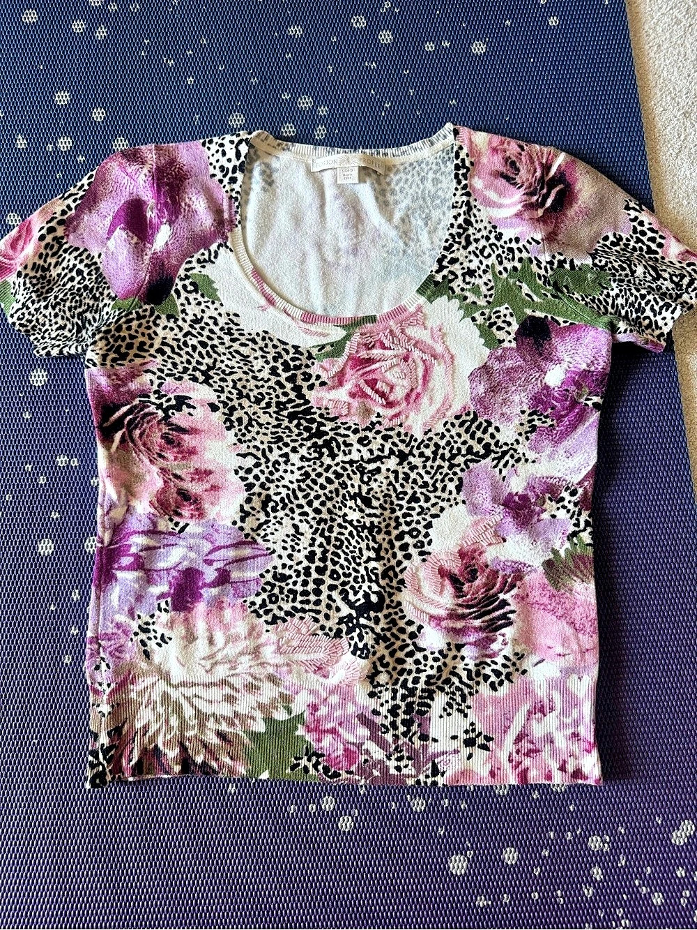 Boston Proper Short Sleeve Top in Pink & Black Size 3 Like New